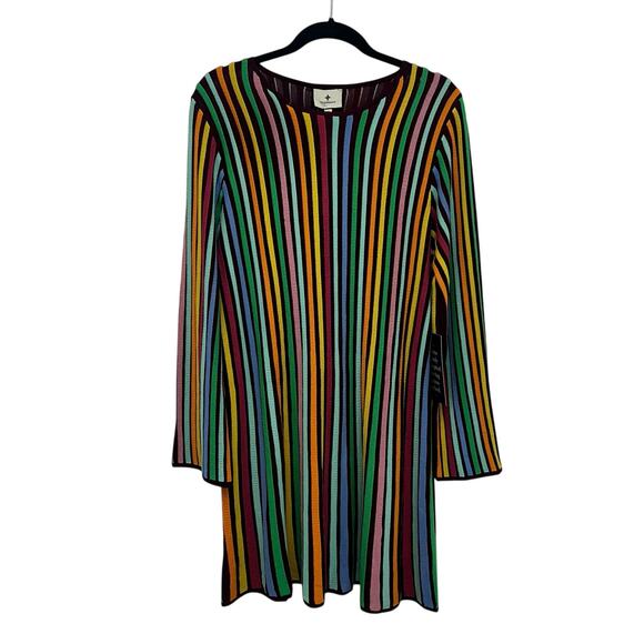 NWT Tuckernuck Jewel Rainbow Stripe Long Sleeve Amal Swing Dress Womens XXL - Picture 2 of 7